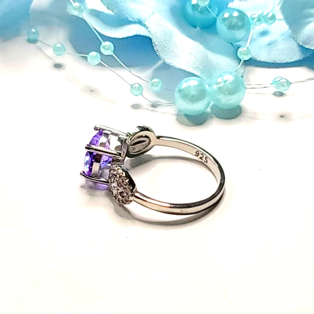 New Round Cut Color Changing Alexandrite S925 Sterling Silver Ring - Picture 5 of 7